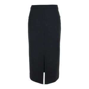 Jucca Women Black Skirt With Slit On Front And Back In Fabric And Wool Woman
